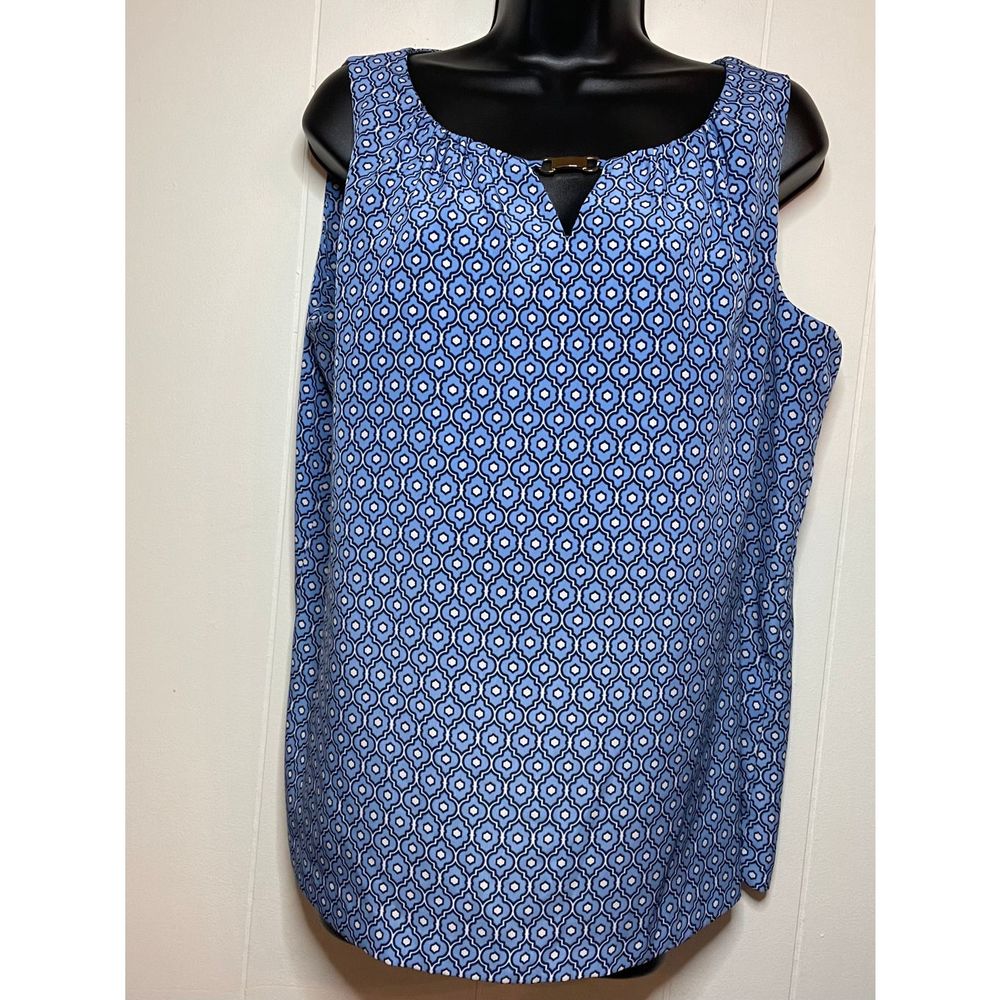 Dana Buchman Blue and Gold Accented Blouse Size Large - Picture 2 of 4